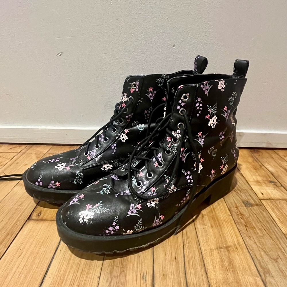 H&M combat floral boots